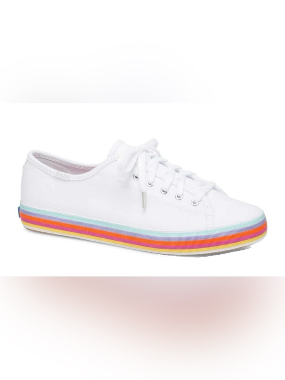 Kate Spade x Keds VGUC Rainbow Kickstart Sneakers White Canvas Size 8